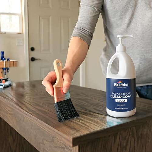 Bluebird Polyurethane Clear Coat for Furniture, Paintings, Water-Based Professional Varnish (Gloss, 67.6 Fl Oz)
