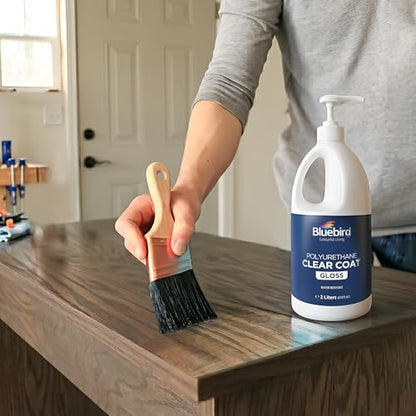Bluebird Polyurethane Clear Coat for Furniture, Paintings, Water-Based Professional Varnish (Gloss, 67.6 Fl Oz)
