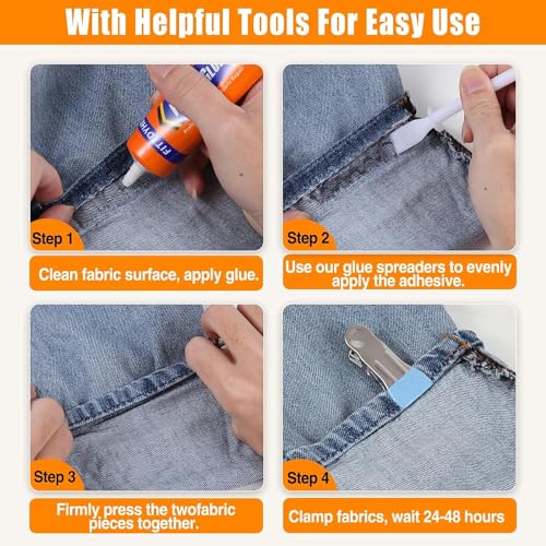 2 Pack Fabric Glue Permanent, 60ML/2.02oz Washable Clear Clothing Glue, Super Fabric Adhesive for Rhinestones, Patches, Clothes, Denim, Leather, Polyester, Fabrics, Doll Repair, Flannel, Cotton - size: 2 count