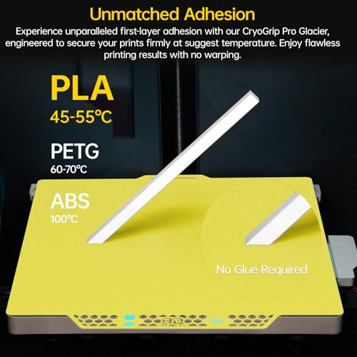 BIGTREETECH BIQU CryoGrip Pro Glacier-Yellow 257x257MM for Bambu-Lab P1P/P1S/P2S/X1C/X2D/X1E/A1 3D Printers Panda Build Plate Double Sided Upgrade Removable Surface Platform - style: Glacier-Yellow(P1P/P1S/P2S/X1C/X2D/X1E/A1)