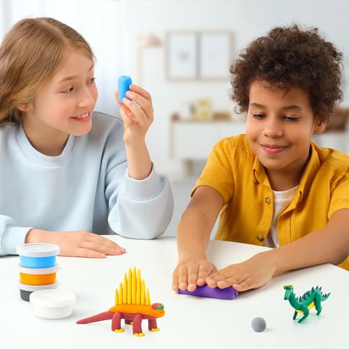 HEY CLAY Set - Colourful Modeling Air Dry Clay Kit for Kids 15 cans and Sculpting Tools with Fun Interactive Instructions App - Children 3+ (Mega Dinos) - style: Mega Dinos
