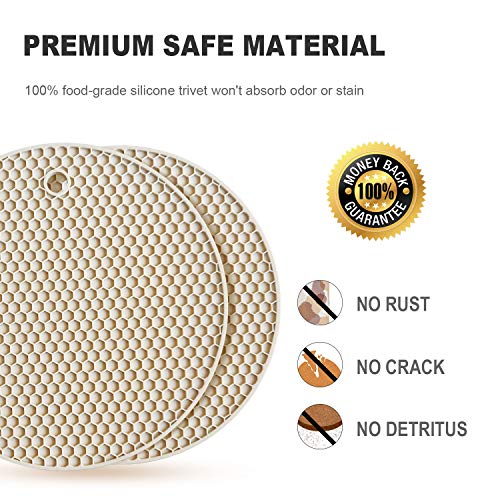 4 Pcs Trivets for Hot Dishes, Kitchen Heat Resistant Silicone Trivet, Extra Thick, Large, Non Slip (3. Beige) - color: 3. Beige