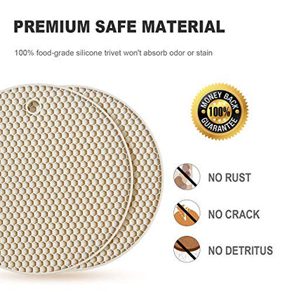 4 Pcs Trivets for Hot Dishes, Kitchen Heat Resistant Silicone Trivet, Extra Thick, Large, Non Slip (3. Beige) - color: 3. Beige