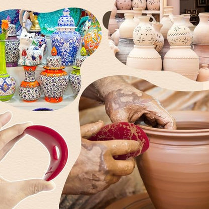 DIYOOHOMY Pottery Ribs for Pottery Tools and Clay Tools, Soft Silicone Ceramic Supplies Kit for Shapes Sculpting,Mud,Trimming,Throwing (6) - color: red-6
