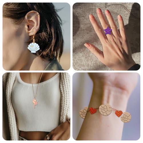 14Pcs Sea Shell Polymer Clay Earrings Cutters | For Adults DIY Jewelry for Earrings Making Birthday Party DIY Supplies, Ocean Theme, Plastic Material - style: Shell