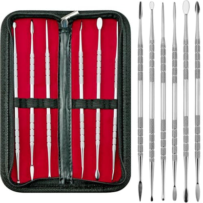 YETOOME 6 Pcs Wax Carving Tools Set with Case, Double-Ended Stainless Steel Clay Sculpting Pottery Sculpture Tools for Wax Pottery Carving Clay Modeling