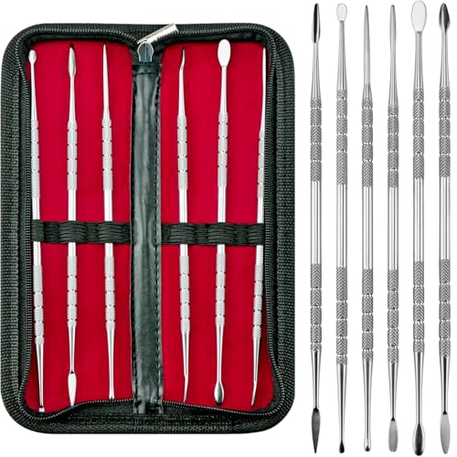 YETOOME 6 Pcs Wax Carving Tools Set with Case, Double-Ended Stainless Steel Clay Sculpting Pottery Sculpture Tools for Wax Pottery Carving Clay Modeling