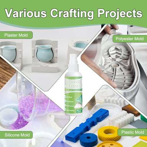 Silicone Molds Release Spray, Molds Release Spray, Quick-Dry Formula for Easy Candle & Epoxy Resin Demolding | Non-Toxic, High Silicone Oil Content | Ideal for Crafters, DIYers & Artists, 120ML