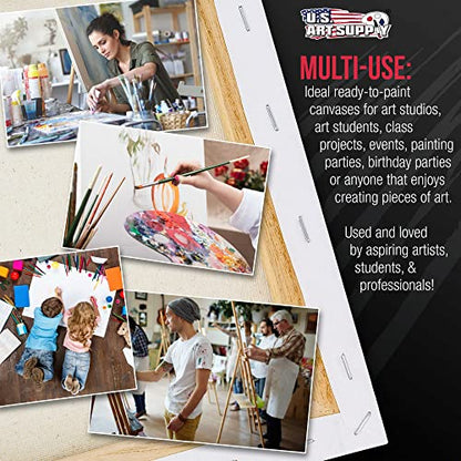 U.S. Art Supply Rectangle Stretched Canvas for Painting 10x20 inch Gallery Depth 1-1/2" Thick, 3-Pack - 12oz Acrylic Gesso Triple Primed, Professional Artist Quality, 100% Cotton - Oil, Pouring Paint - size: 10" x 20"