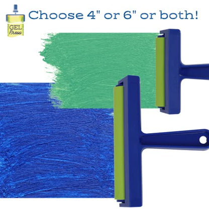 4-Inch Gel Press Rubber Brayer - for Printmaking, Scrapbooking, Paper Crafts, Home Decor & More - Blue & Green - size: 4-Inch BLUE