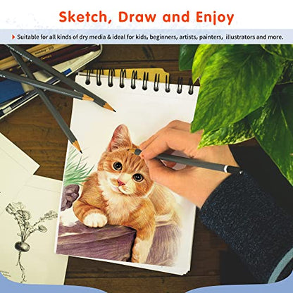 FIXSMITH 5.5"X8.5" Sketch Book | 160 Sheets (68 lb/100gsm) | 2 Pack Sketchbooks | Top Spiral Bound Artist Sketch Pad | Acid Free Drawing Pad | Ideal for Kids,Beginners,Artists &Painters | Bright White - color: Tan, size: 5.5"x8.5"-2 Pack