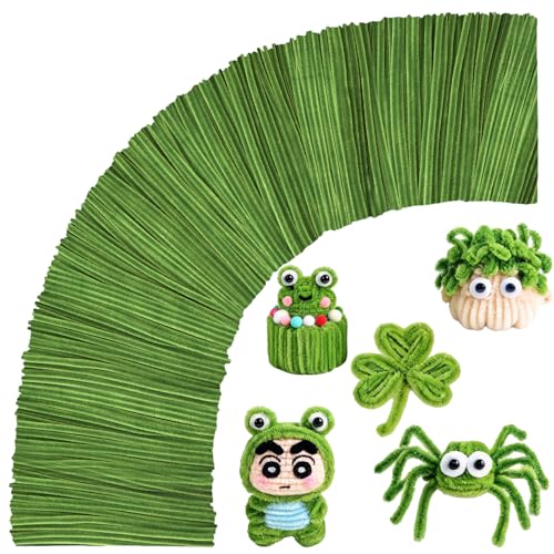 VZF Moss Green Pipe Cleaner Craft Bulk,Thick Fuzzy Chenille Stem Pipe Cleaners for DIY Craft Projects and Decorations,200PCS Chenille Stems,Art and Craft Supplies,Saint Patrick's Day/Christmas Decor - color: Moss Green