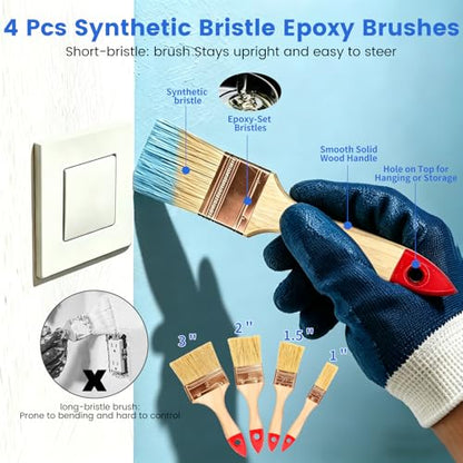 Paint Roller Kit with Long Paint Roller Extension Pole, 37 PCS Wall Painting Supplies with Paint Brushes for Walls, Superabsorbent 9-Inch & 4-Inch Paint Roller Covers, Wall Repair Paste - size: 4ins&9ins