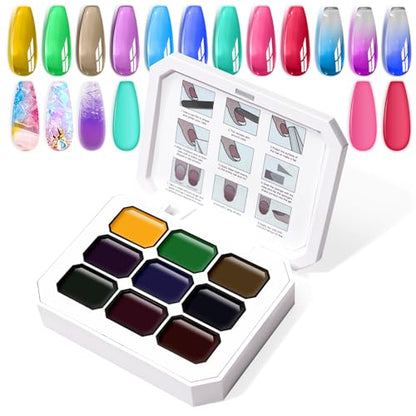 Gradient Painting Gel, 9 Colors Ombre Gel Nail Polish Glazed Colors for Pigment Pat Aura Nails French Manicure Soak Off UV Long-lasting High-glossy Home Nail Salon Dopamine Fructose - color: Dopamine Fructose
