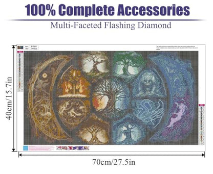 BOHADIY DIY 5D Diamond Painting Kits for Adults Diamond Art Large Size Tree of Life Abstract Tree Landscape Full Drill Crystal Rhinestone Embroidery Craft Kits for Home Wall Decor, 27.5X15.7 Inch