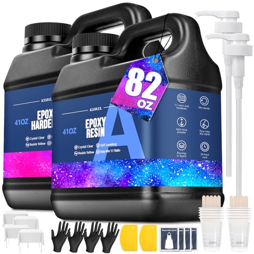 KISREL Epoxy Resin 82OZ - Crystal Clear Epoxy Resin Kit - No Yellowing No Bubble Art Resina Casting for Art Crafts, Jewelry Making, Wood & Molds(41OZ x 2) - size: 82OZ