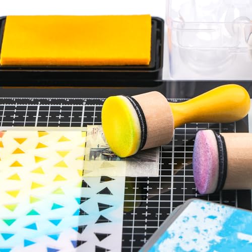 26 Pcs/Sets Ink Blending Tool Sets, Include 2 Pcs Round Ink Mini Applicator Tools and 24 Pcs Replacement Refill Foam Pads for Drawing Distressing Blending Scrapbooking & Stamping Supplies (Blue) - color: Blue