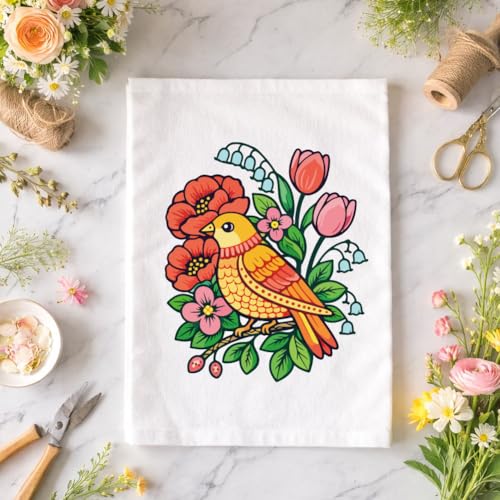 2 Pcs Flower Silk Screen Stencil, Bird Floral Self-Adhesive Reusable Silk Screen Printing Stencils Templates for Painting on Wood, T-Shirts, Bags, Home Decor & Festival Crafts - style: Bird with Flower