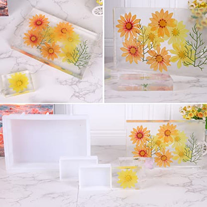 3 Pcs Rectangular Silicone Molds for Resin, Large Resin Mold Glossy Deep Square Molds 9.6''x 6.6'' w. 4''x 2.7'' w. 3.1''x 2.5'' w, Deep Epoxy Resin Molds for Flowers Preservation, Resin Casting - color: Rectangular Silicone Molds