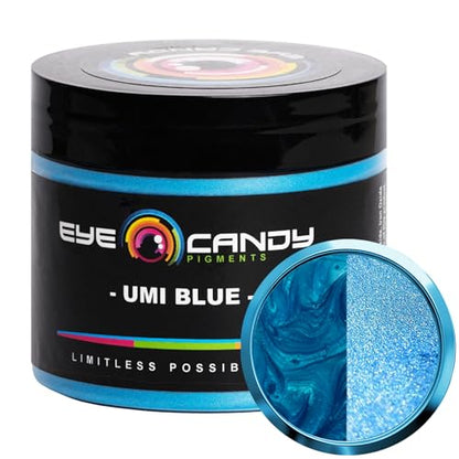 Eye Candy Pigments Premium Blue Mica Powder - Umi Blue (50gr) - for Epoxy, Resin, Soap, Paint, Woodworking, Acrylic Pouring, Bath Bombs, Fishing Lures - DIY Arts and Crafts Additive - color: Umi Blue