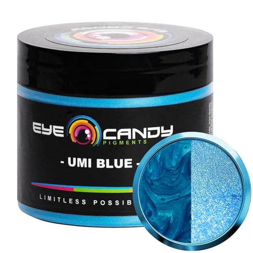 Eye Candy Pigments Premium Blue Mica Powder - Umi Blue (50gr) - for Epoxy, Resin, Soap, Paint, Woodworking, Acrylic Pouring, Bath Bombs, Fishing Lures - DIY Arts and Crafts Additive - color: Umi Blue