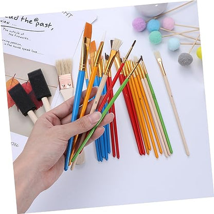 HOMSFOU 25 Pcs Wooden Painting Brush Student Painting Supplies Painting Supplies Painting Supplies