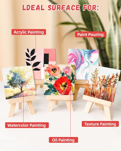 Simetufy 12 Pack 8x8 Inch Painting Canvas Panels Blank Square Canvas Boards for Painting, 8oz Gesso Primed Acid-Free 100% Cotton for Acrylics Paints - size: 8"x8"