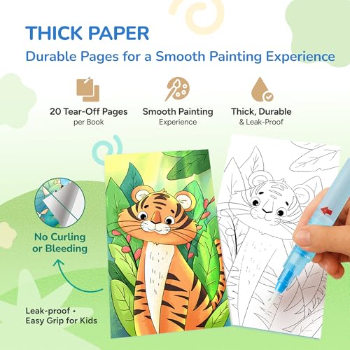 JoyCat 2 Pack Pocket Paint with Water Coloring Books for Kids, Art & Craft Activity Toy Set, Creative Travel & Home Painting Kit, Gifts for Girls & Boys Ages 3-8 (Animals & Dinosaurs) - style: 2 Pack - Animals & Dinosaurs