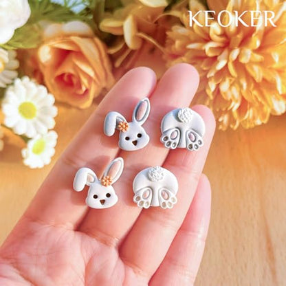 KEOKER Easter Polymer Clay Cutters,10 Shapes Easter Clay Cutters, Easter Egg Clay Cutters, Small Easter Clay Cutters for Polymer Clay Jewelry (A) - color: Easter clay cutters A
