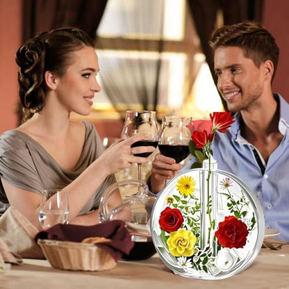 Large Vase Resin Molds, Round Silicone Molds for Epoxy Resin, Deep Resin Mold for Flowers w/3 Test Tubes, 3D Resin Art Molds for Flowers Preservation, DIY Gifts, Wedding Valentine Home Decors - size: Round