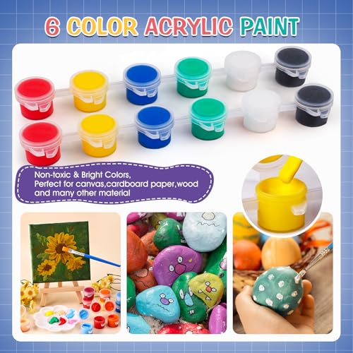 ESRICH 10 Set Mini Canvas Painting Kit, Minis Acrylic Paint Set, St. Patrick's Party Gifts,4 * 4inCanvas with Easel, Acrylic Paints,Brushes,Palette,Mini Easel Canvas for Kids Adults Painting Party - size: 10 set 4 x 4 inches