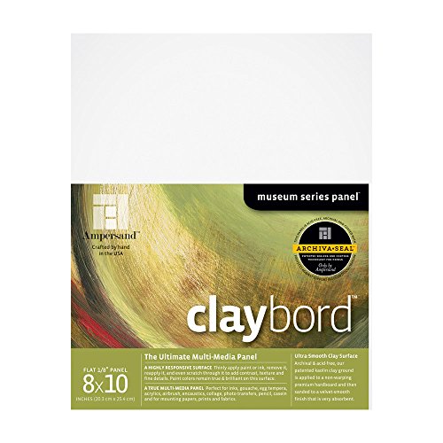 Ampersand Museum Series Claybord Panels for Paint and Ink, 1/8 Inch Depth, 8X10 Inch (CBS08) - color: 1/8 Inch Depth, size: 8X10