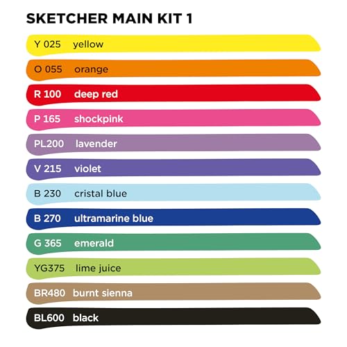 MOLOTOW™ Dual-Tip Sketcher Set 12-Marker Set, Main Kit 1 - style: Main Kit 1