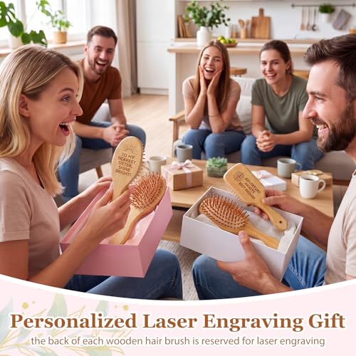 DoubleFill 24 Set DIY Bamboo Hair Brush Crafts Kit Wooden Hairbrush Bulk Gifts Bamboo Paddle Hairbrush for Painting Make Your Own Brush Craft Gift for Massaging Scalp Thick Thin Curly and Dry Hair