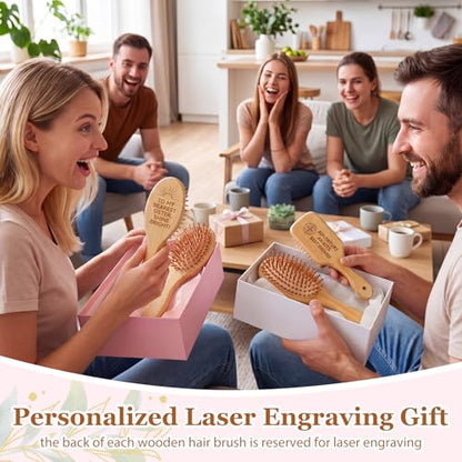 DoubleFill 24 Set DIY Bamboo Hair Brush Crafts Kit Wooden Hairbrush Bulk Gifts Bamboo Paddle Hairbrush for Painting Make Your Own Brush Craft Gift for Massaging Scalp Thick Thin Curly and Dry Hair