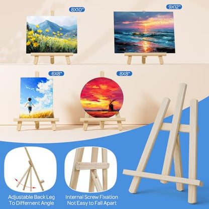 Nicpro Acrylic Paint Canvas Set for Adults, 46PCS Art Painting Supplies Kit with 24 Acrylic Paints(36ML), Table Wood Easel, 5 Canvas Panels, 12 Brushes, Paper Pad, Palette for Artist Beginner Students - color: 24 colors