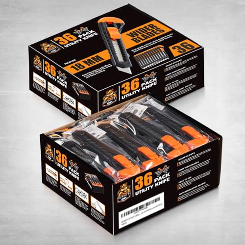 REXBETI Utility Knife, Retractable Box Cutter for Cartons, Cardboard and Boxes, 18mm Wider Razor Sharp Blade, Smooth Mechanism, Perfect for Office and Home use (72 Pack) - style: 72 Pack