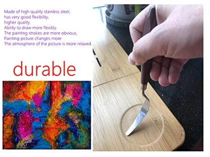 5 PCS Painting Knives Stainless Steel Spatula Palette Knife Oil Painting Accessories Color Mixing Set for Oil, Canvas, Acrylic Painting