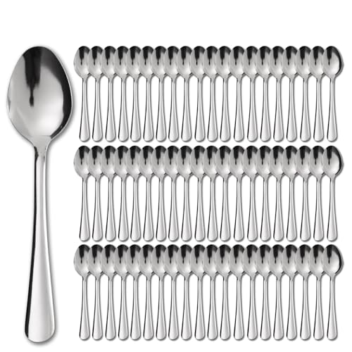 120 PCS Dinner Spoons Set - Windsor Stainless Steel Dinner Spoon 7.1 Inch with Dishwasher Safe Dessert Spoons, Metal Dessert Spoon, Silverware for Home, Kitchen or Restaurant - size: 120PCS Dinner Spoon
