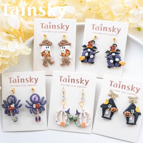 Tainsky Halloween Clay Cutters - 21 Shapes for Polymer Clay Cutters for Earrings（E） - color: Set E