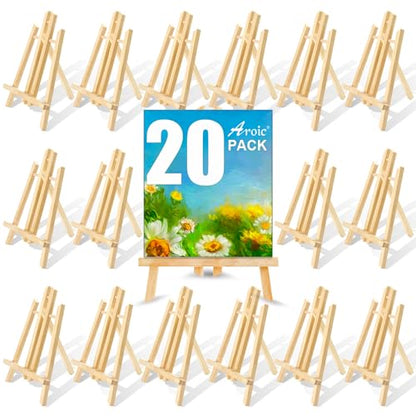 AROIC Wood Easels, Easel Stand for Painting Canvases, Art, and Crafts. (11.8 inch, 20 Pack), Tripod, Painting Party Easel, Kids Student Table School Desktop, Portable Canvas Photo Picture Sign Holder. - style: 11.8"-20p