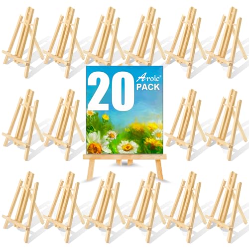 AROIC Wood Easels, Easel Stand for Painting Canvases, Art, and Crafts. (11.8 inch, 20 Pack), Tripod, Painting Party Easel, Kids Student Table School Desktop, Portable Canvas Photo Picture Sign Holder. - style: 11.8"-20p