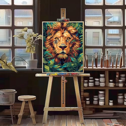Natuyalo Paint by Numbers Kit for Adults Beginners, 16x20 Inch Canvas Painting by Number Drawing Paintwork with 3 Pcs Paintbrushes Acrylic Pigment, Lion in the Jungle - color: ART-06
