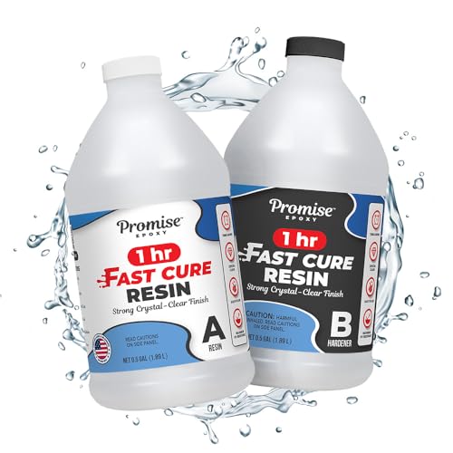 Promise Epoxy Fast Cure Resin 1 Gal - Crystal Clear UV-Resistant, Self-Leveling, No VOCs with 1-Hour Demold Time, for Jewelry Making, Crafts, Coatings, Use with Mica Powder & Dyes - size: 1 Gallon