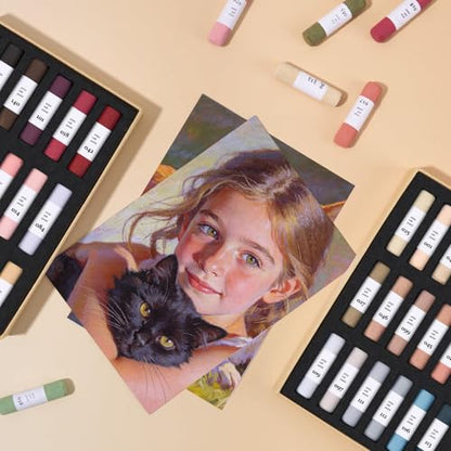 LIGHTWISH 36-Color Soft Pastels Set for Artists, Beginners & Adults - Non-Toxic, Vibrant Drawing Pastel Sticks for Art Sketching & Shading-Skin Tone