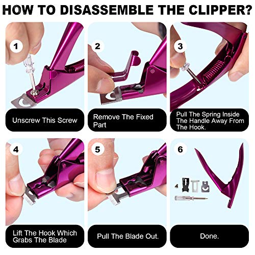 Elegant Violet Red Premium Adjustable Stainless Steel Artificial Acrylic Fake False Nail Tip Clipper Cutter Trimmer Manicure Pedicure Sharp Blade Clip Tool For Salon Home Nail Art Beauty Design DIY - color: Elegant Violet Red
