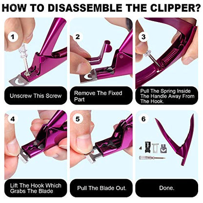 Elegant Violet Red Premium Adjustable Stainless Steel Artificial Acrylic Fake False Nail Tip Clipper Cutter Trimmer Manicure Pedicure Sharp Blade Clip Tool For Salon Home Nail Art Beauty Design DIY - color: Elegant Violet Red