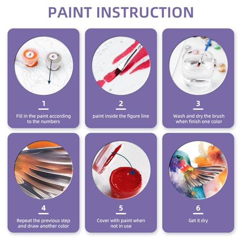 Ginkko Paint by Numbers Kit for Adults Beginner & Kids Ages 8-12 with Wooden Frame Easy Acrylic on Canvas 8x12 inch with Paints and Brushes, Bird(Include Framed) - color: Bird framed, size: 8x12 Inch