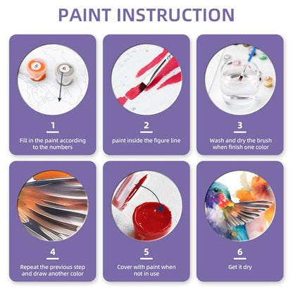 Ginkko Paint by Numbers Kit for Adults Beginner & Kids Ages 8-12 with Wooden Frame Easy Acrylic on Canvas 8x12 inch with Paints and Brushes, Bird(Include Framed) - color: Bird framed, size: 8x12 Inch