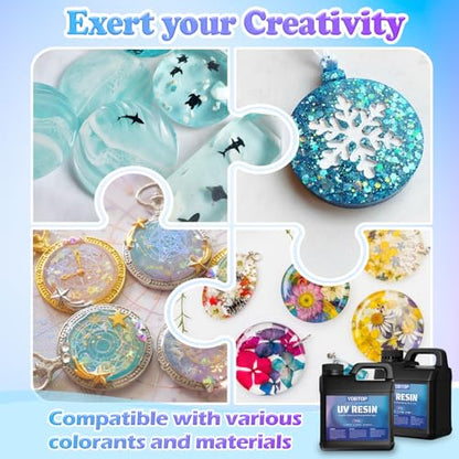 UV Resin 2000g Bulk, Advanced Formula UV Resin, Crystal Clear Odorless Hard Fast Curing for Jewelry Making, DIY Crafts, Coating & Casting - size: 2000g-2
